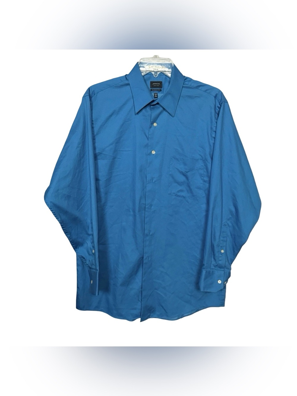 Arrow USA 1851 Men's Classic Fit Dress Shirt Blue Long Sleeve Button Up Pocket